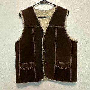 70's Vintage Genuine Suede Leather Lined Vest Men's Size 40